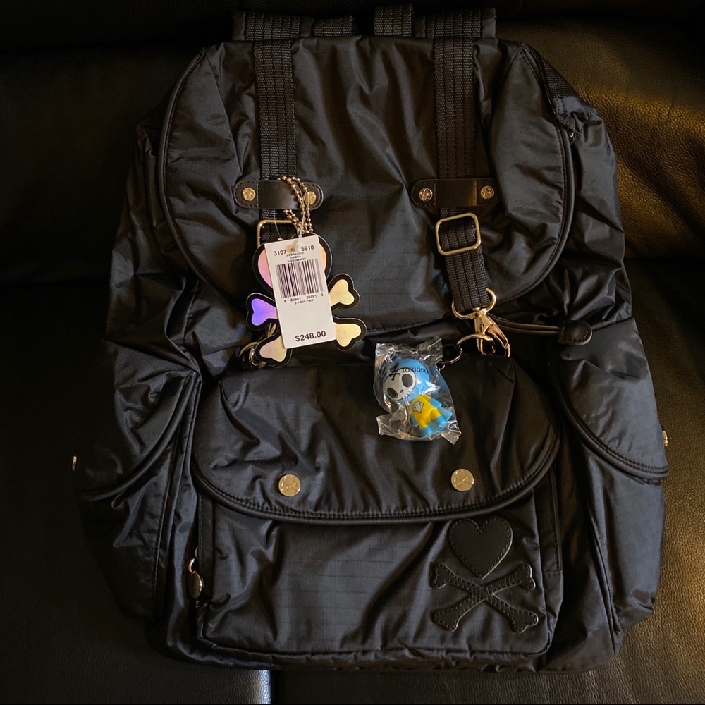 NWT tokidoki abbraccio large backpack black gold